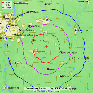WLRY Coverage map